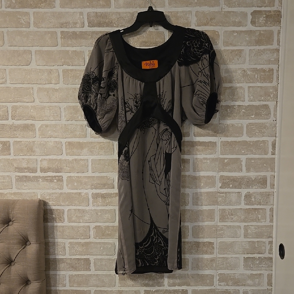 Voom Black Dress with Graphic Design